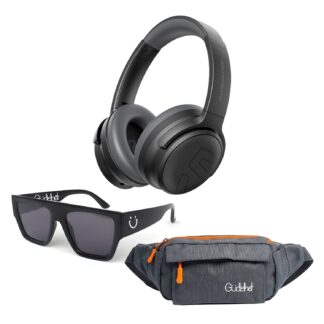Audífonos SoundPEATS Space Pro Negro + Lentes Gudshet + Canguro Gudshet Daily Gris
