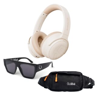 Audífonos SoundPEATS Space Pro Beige + Lentes Gudshet + Canguro Gudshet Daily Negro