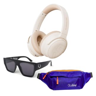 Audífonos SoundPEATS Space Pro Beige + Lentes Gudshet + Canguro Gudshet Daily Azul