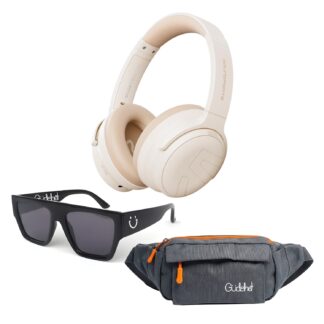 Audífonos SoundPEATS Space Pro Beige + Lentes Gudshet + Canguro Gudshet Daily Gris